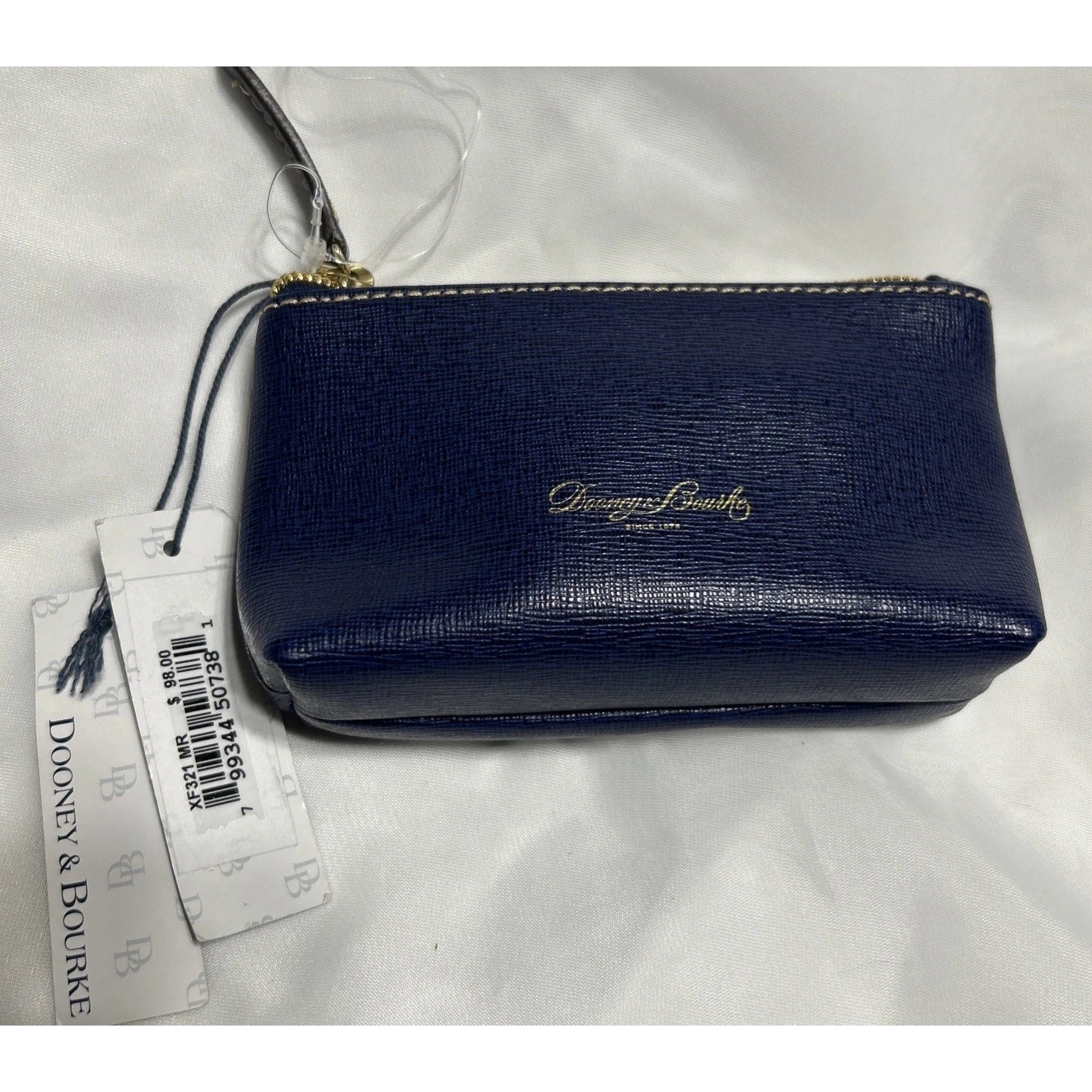 Dooney & Bourke Zip Pouch Wallet Dark Blue W/ Gold Hardware New With Tags Nwt